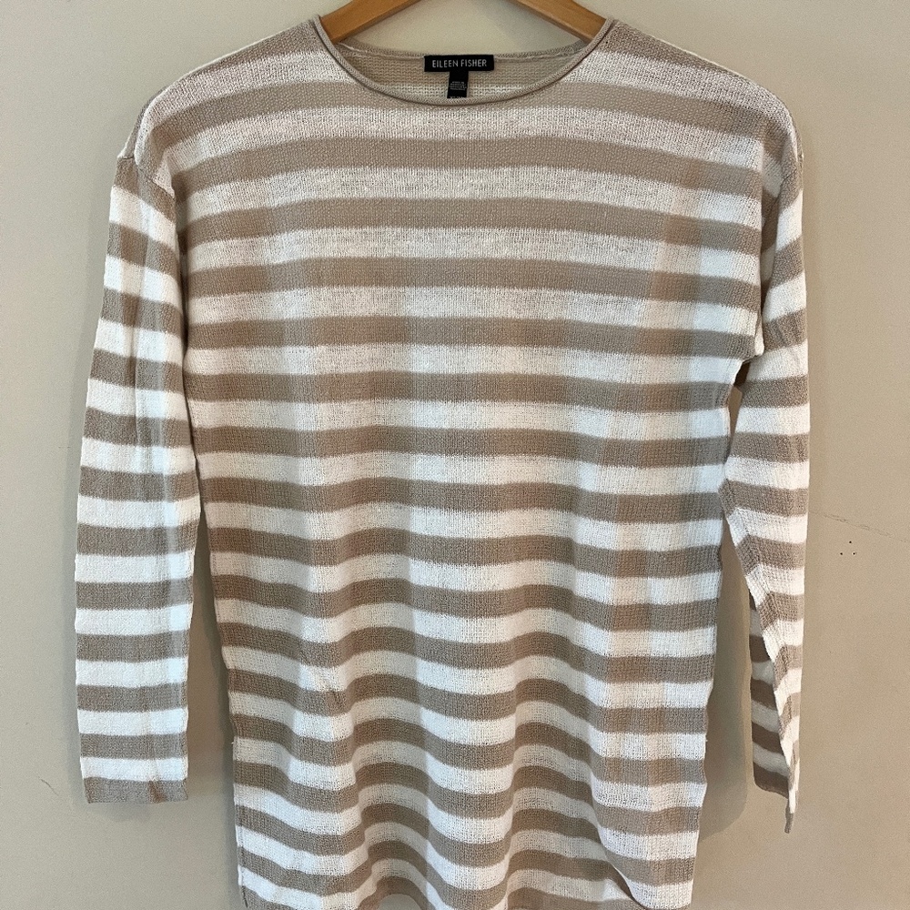 Eileen Fisher Linen/Cotton striped sweater, XS